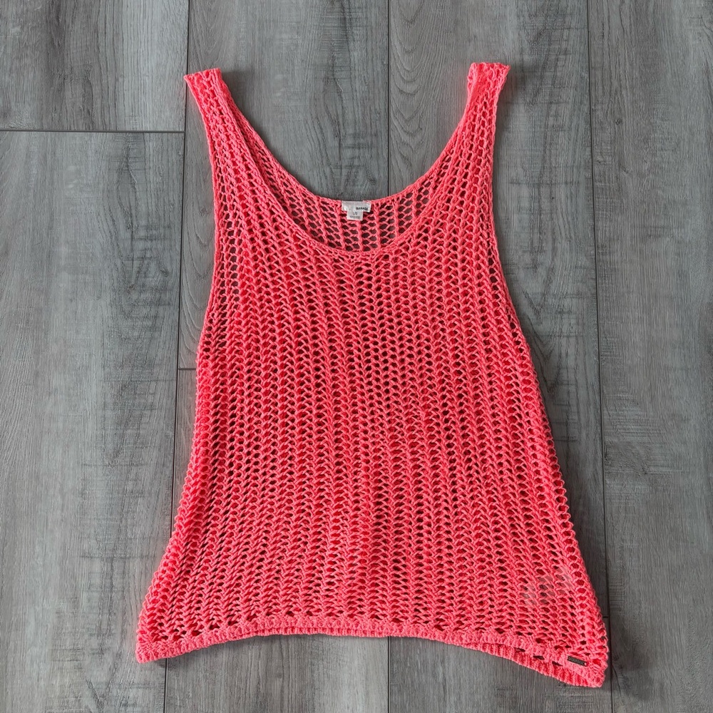 Garage Coral Crochet Cover Up Shirt